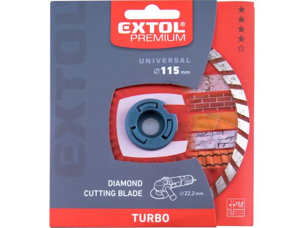 EXTOL PREMIUM 108751 - kotouč diamantový řezný, turbo - suché i mokré řezání, O 115x22,2x2