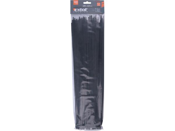 EXTOL PREMIUM 8856166 - pásky stahovací na kabely černé, 400x4,8mm, 100ks, nylon PA66