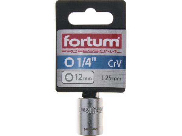 FORTUM 4701412 - hlavice nástrčná 1/4", 12mm, L 25mm
