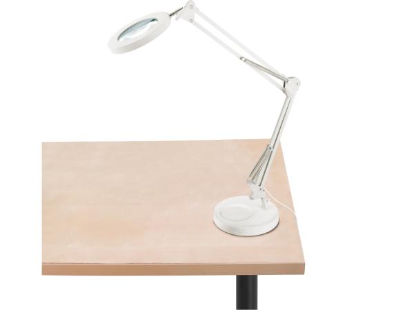 EXTOL LIGHT 43161 - lampa stolní s lupou, USB napájení, bílá, 2400lm, 3 barvy světla, 5x zvětšení
