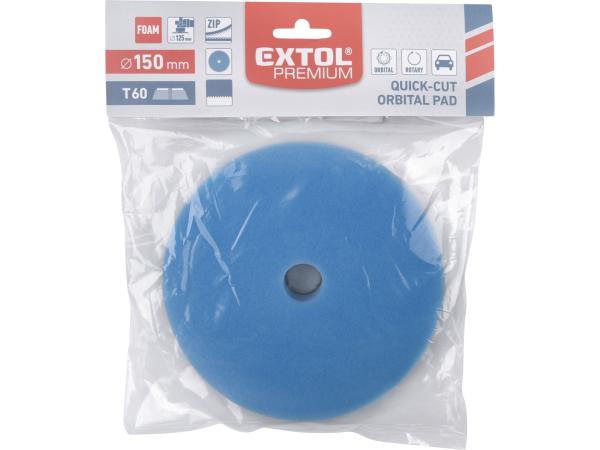 EXTOL PREMIUM 8804546 - kotouč leštící pěnový, orbitální, T60, modrý, 150x25mm, suchý zip