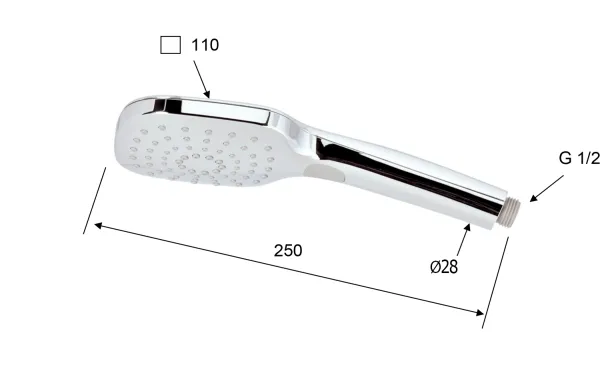 Ruční masážní sprcha s tlačítkem, 4 režimy sprchování, 100x100mm, ABS/chrom (1204-24)