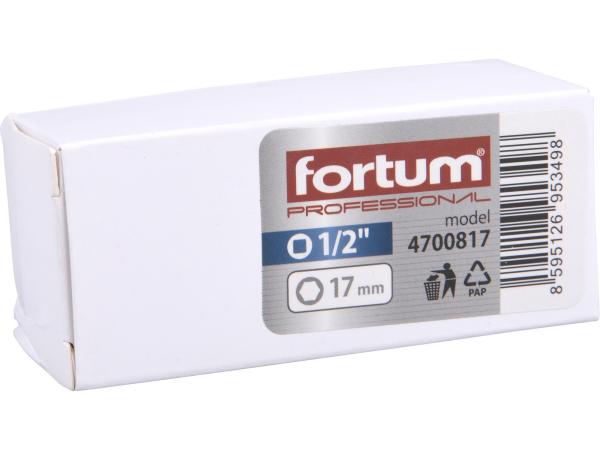 FORTUM 4700817 - hlavice nástrčná rázová 1/2", 17mm, L 86mm