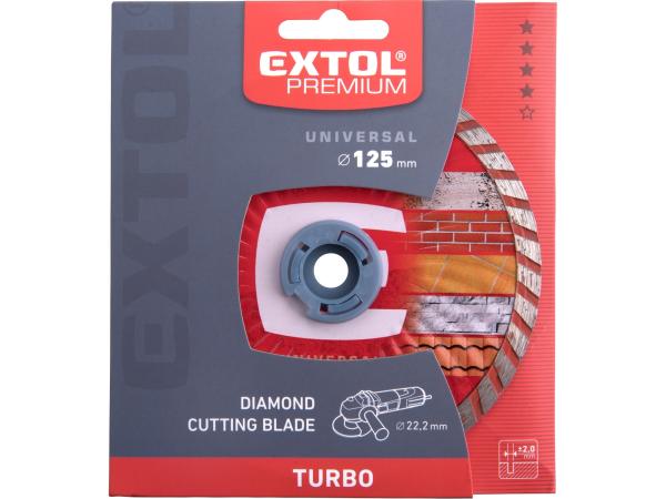 EXTOL PREMIUM 108752 - kotouč diamantový řezný, turbo - suché i mokré řezání, O 125x22,2x2