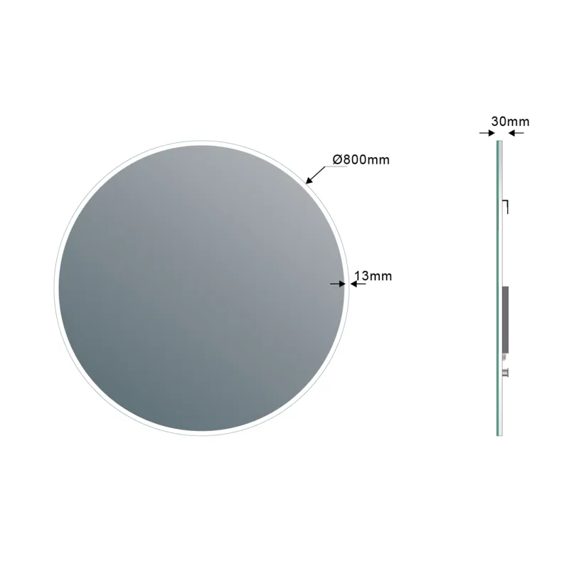 VISO kulaté LED podsvícené zrcadlo pr.80cm s policí, bílá mat (VS080-01)
