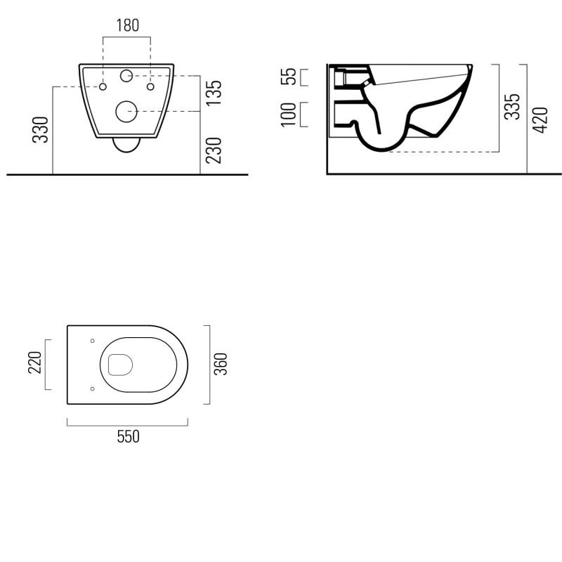 PURA závěsná WC mísa, Swirlflush, 55x36 cm, bistro dual-mat (881516)