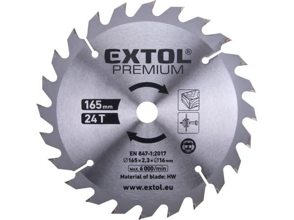 EXTOL PREMIUM 8891822A - kotouč pilový s SK plátky, 165x2,3x16mm, 24T