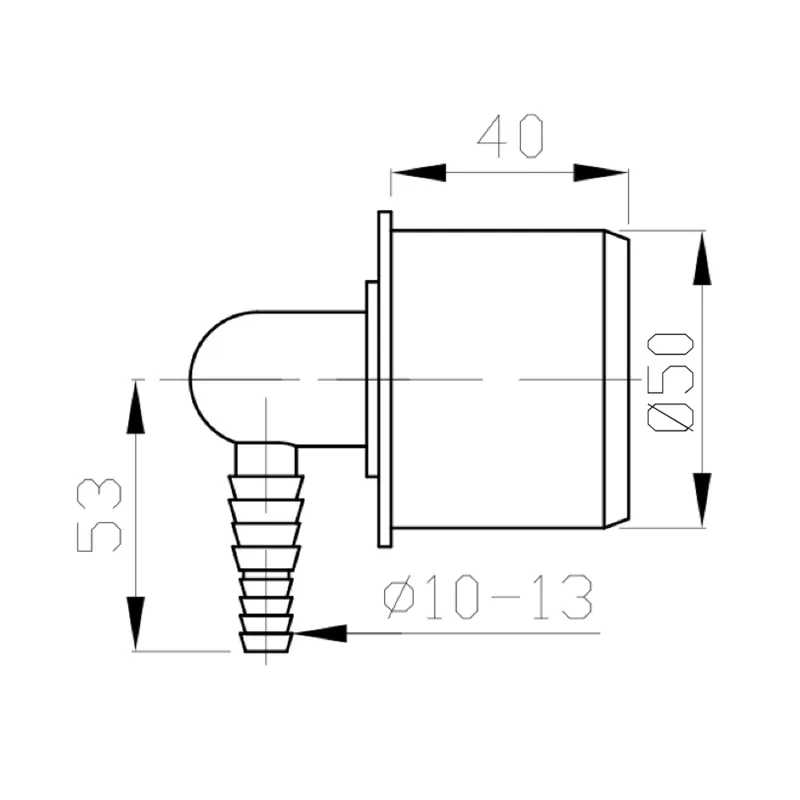 HT koncovka rohová pro připojení hadice 10-13mm, DN50 (168.459.0)