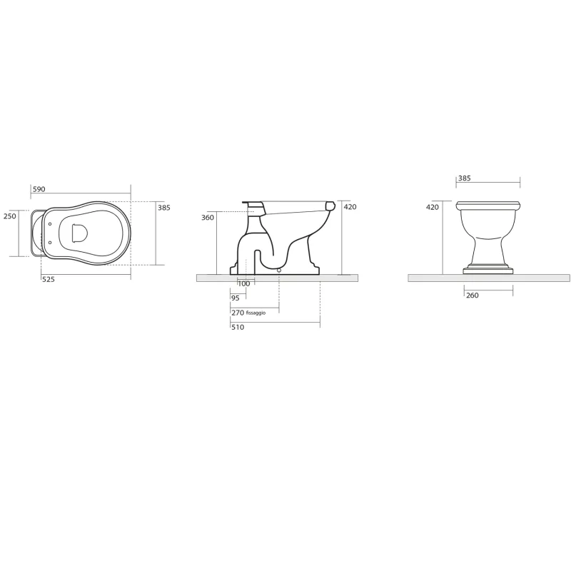 RETRO WC mísa s nádržkou, spodní odpad, bílá-bronz (WCSET17-RETRO-SO)