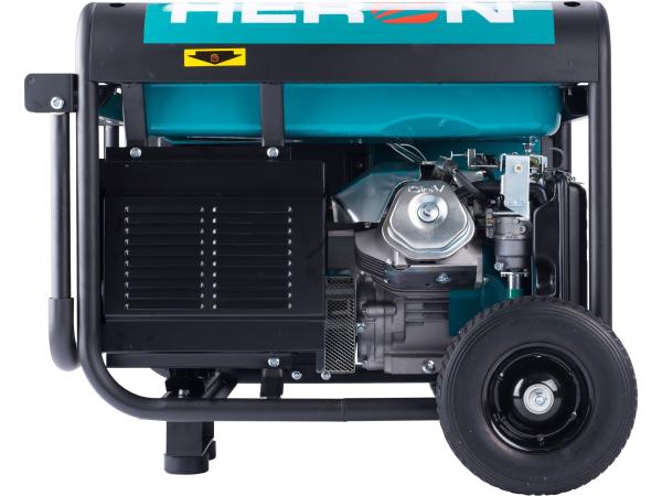 HERON 8896412 - elektrocentrála benzínová 13HP/5,5kW/6,8kVA (400V), 2x2,2kW (230V), podvoz