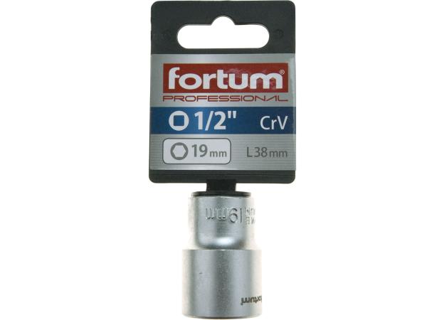 FORTUM 4700419 - hlavice nástrčná 1/2", 19mm, L 38mm