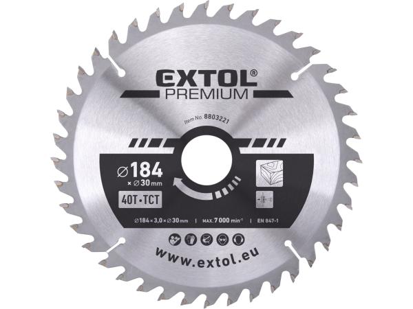 EXTOL PREMIUM 8803221 - kotouč pilový s SK plátky, O 184x3,0x30mm, 40T
