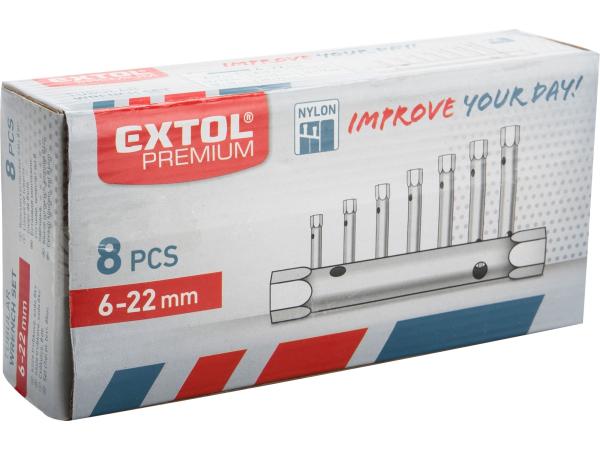 EXTOL PREMIUM 8816370 - klíče trubkové, sada 8ks, 6-22mm, CrV
