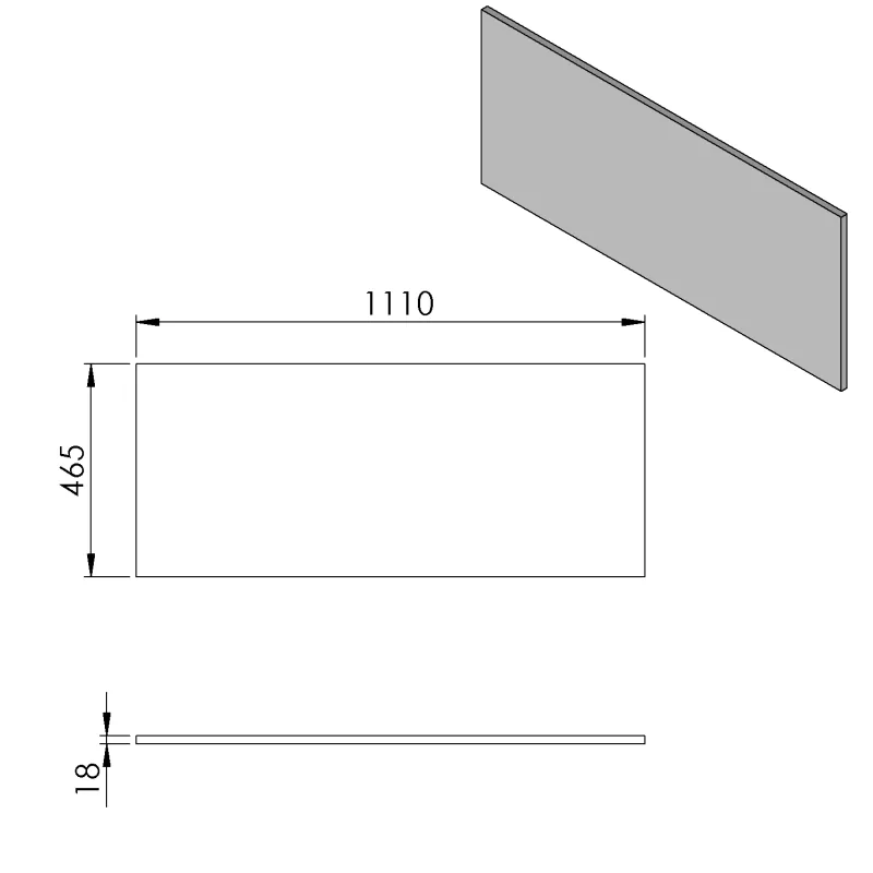 CIRASA deska DTDL 111x1,8x46,5cm, bílá lesk