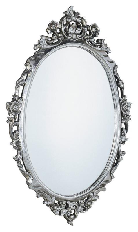 DESNA oválné zrcadlo v rámu, 80x100cm, stříbrná (IN344)