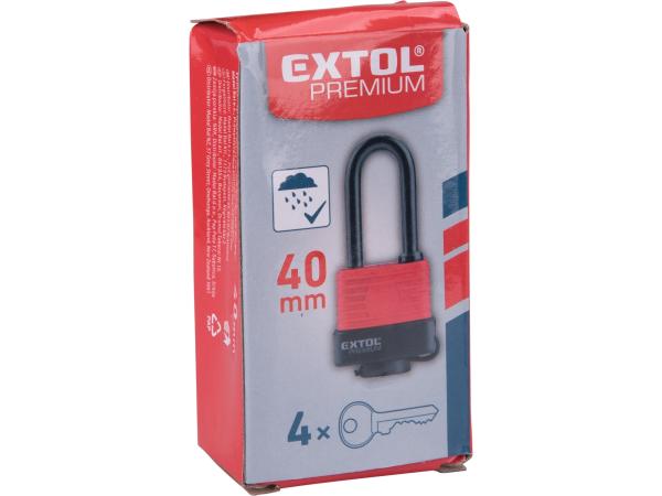 EXTOL PREMIUM 8857640 - zámek visací voděodolný, prodloužený, 40mm