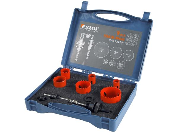 EXTOL PREMIUM 8801602 - vrtáky korunkové, instalatérské, 6 průměrů O 19-57mm, HSS/Bi-metal