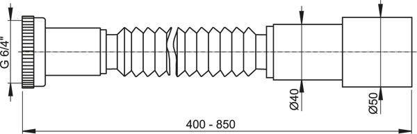 PLAST BRNO flexi připojení 6/4"×40/50, kovová matice, bílá PT10078