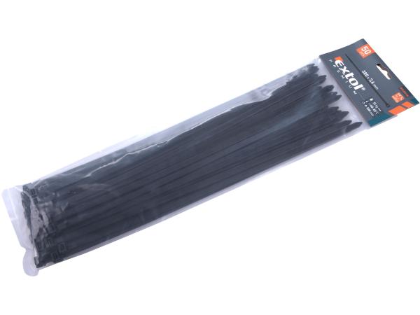 EXTOL PREMIUM 8856170 - pásky stahovací na kabely černé, 380x7,6mm, 50ks, nylon PA66