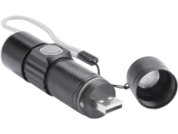 EXTOL LIGHT 43135-R - POŠK. OBAL svítilna 150lm, zoom, USB nabíjení, XPE 3W LED