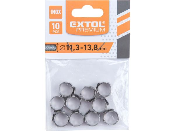 EXTOL PREMIUM 8865171 - spona na hadici, 10ks, 13,8mm, INOX