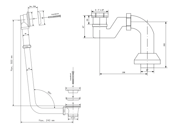 CHARLESTON vanová souprava pro vnější instalaci, řetízek, včetně sifonu, chrom (71687)