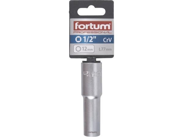 FORTUM 4700512 - hlavice nástrčná prodloužená 1/2", 12mm, L 77mm