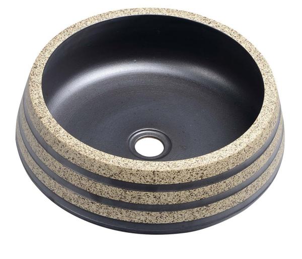 PRIORI keramické umyvadlo, průměr 41cm, 15cm, černá/kámen (PI021)