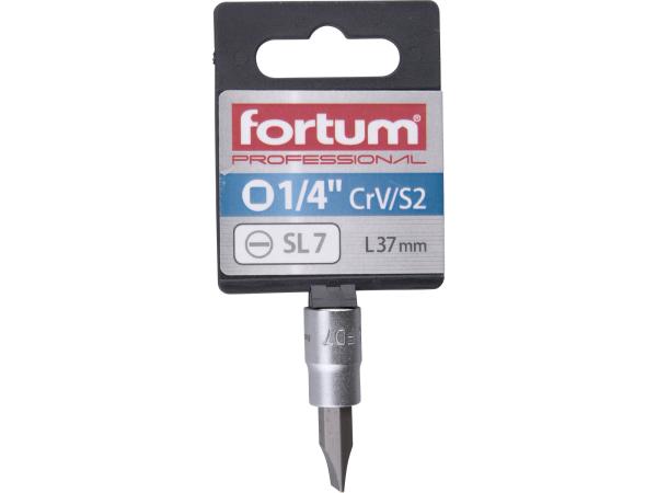 FORTUM 4701802 - hlavice zástrčná 1/4" hrot plochý, 7mm, L 37mm