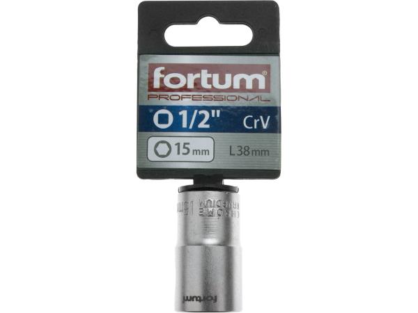 FORTUM 4700415 - hlavice nástrčná 1/2", 15mm, L 38mm