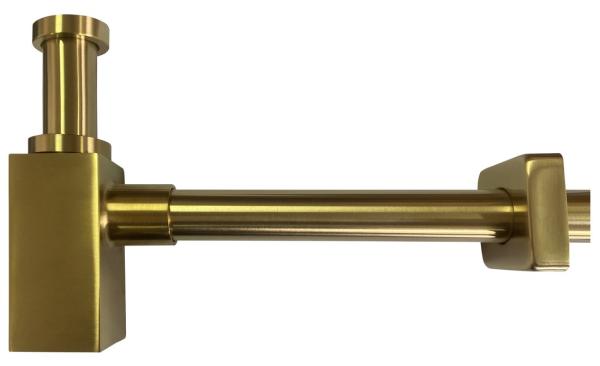 Umyvadlový sifon 5/4", odpad 32mm, hranatý, zlato mat