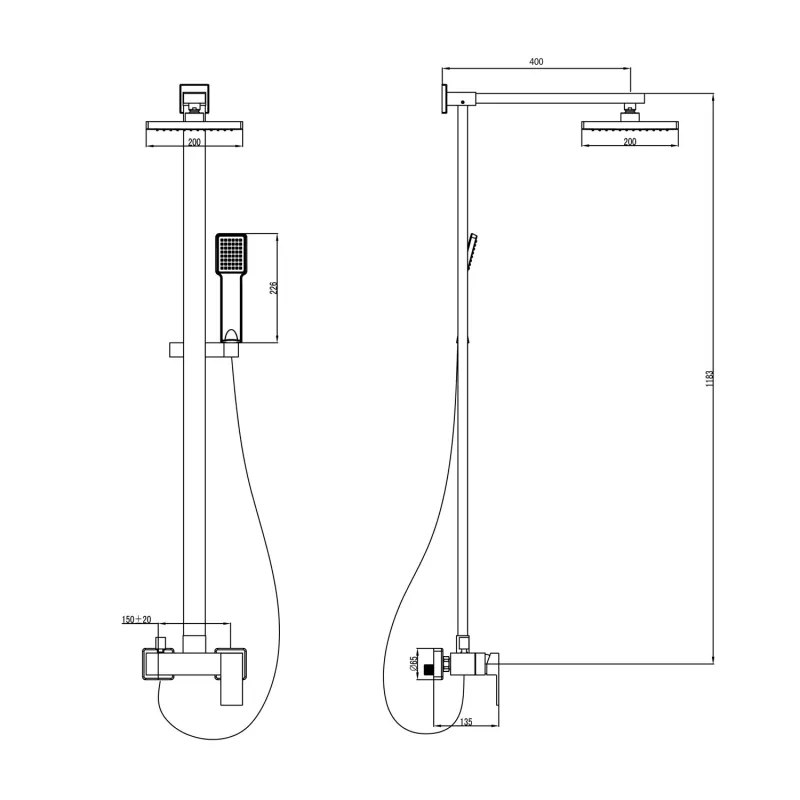 LATUS sprchový sloup s pákovou baterií, chrom (1102-03)