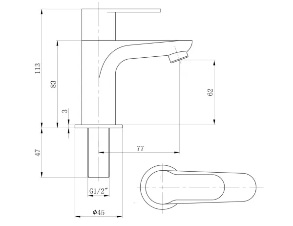 SMALL stojánkový umyvadlový ventil, 113 mm, chrom (SM23)