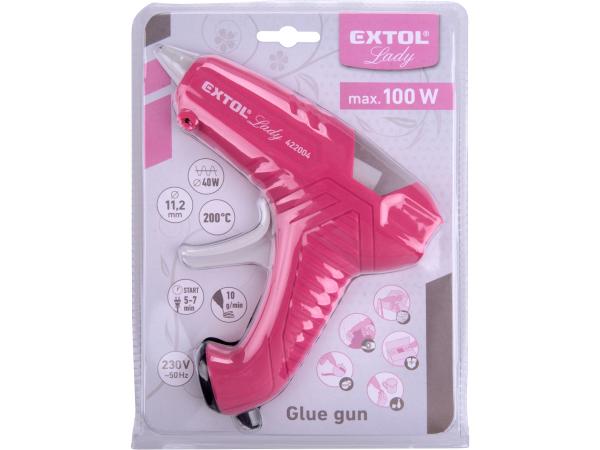 EXTOL LADY 422004 - pistole tavná lepící, 11mm, 40W, růžová