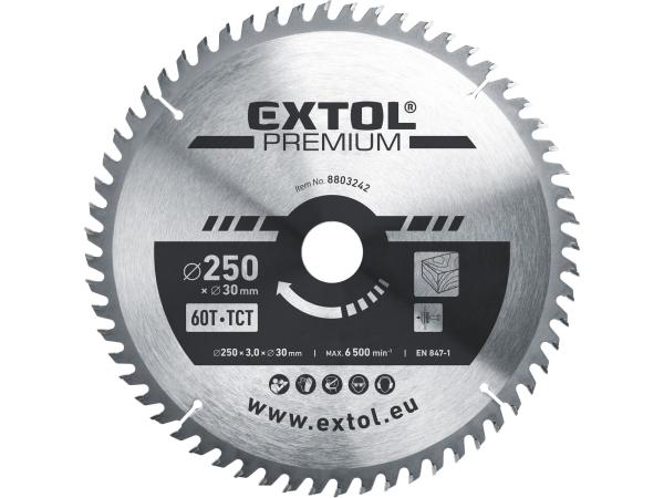 EXTOL PREMIUM 8803242 - kotouč pilový s SK plátky, O 250x3,0x30mm, 60T