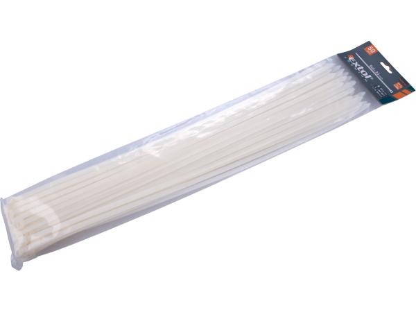 EXTOL PREMIUM 8856122 - pásky stahovací na kabely bílé, 540x7,6mm, 50ks, nylon PA66