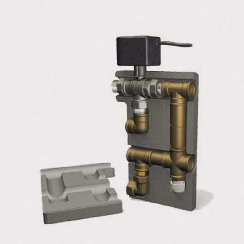 TIEMME hydraulická rozdělovací jednotka  pro dva zdroje tepla a jedno odběrové místo 1"