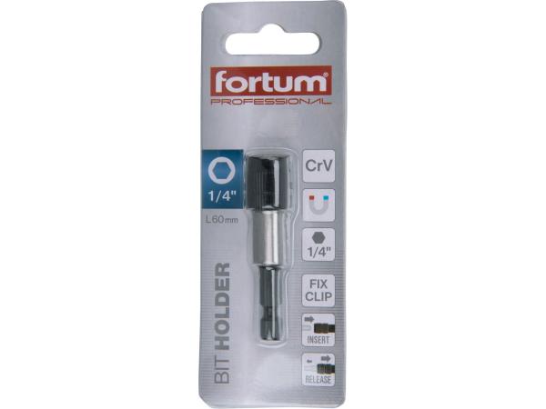 FORTUM 4743101 - držák hrotů do vrtačky, 1/4"x60mm, Fix-Clip, CrV