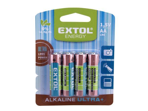 EXTOL ENERGY 42011 - baterie alkalické, 4ks, 1,5V AA (LR6)