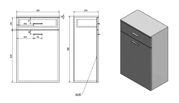 ZOJA/KERAMIA FRESH skříňka spodní s košem 50x78x29cm, bílá (51310)
