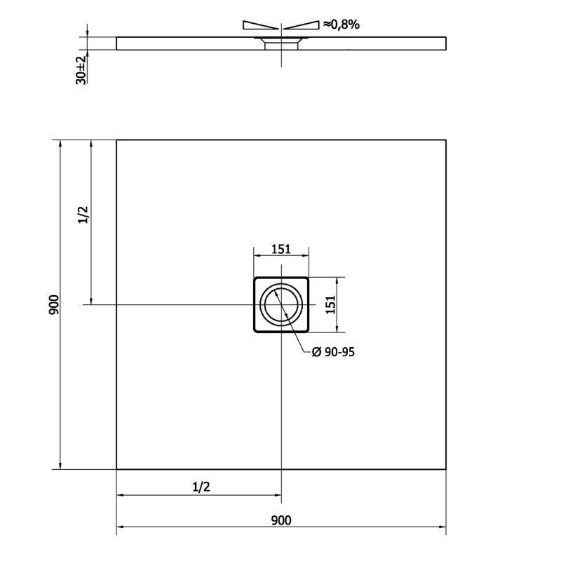 FLEXIA vanička z litého mramoru s možností úpravy rozměru, 90x90cm, hnědá mat 1