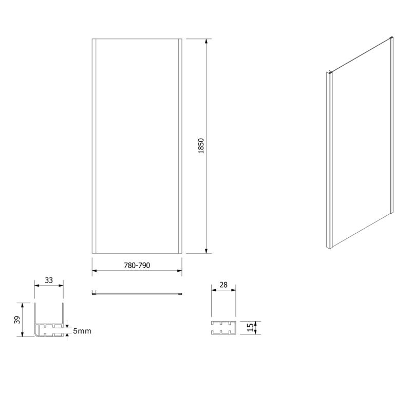 AMADEO obdélníkový sprchový kout 1000x800 mm, L/P varianta, Brick sklo (BTS100BTP80)