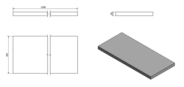 AVICE deska 110x50cm, šedý kámen (AV1110)