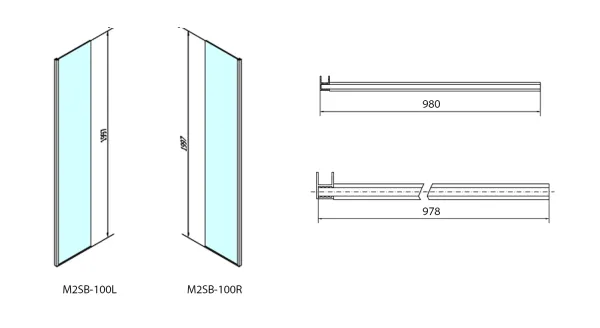MODULAR SHOWER pevný panel k instalaci na stěnu modulu MS2, 1000 mm, levý (MS2B-100L)