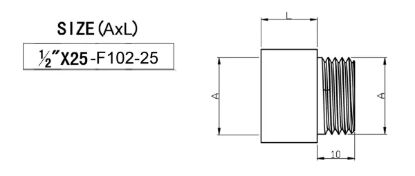 Prodloužení 1/2"x25mm, mosaz (F102-25)