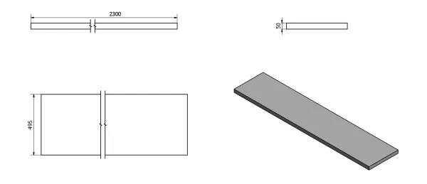 AVICE deska 230x50cm, šedý kámen (AV2310)