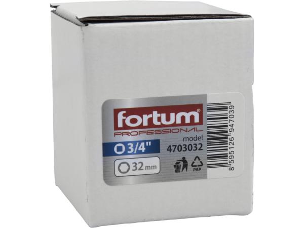 FORTUM 4703032 - hlavice nástrčná rázová 3/4", 32mm, L 54mm