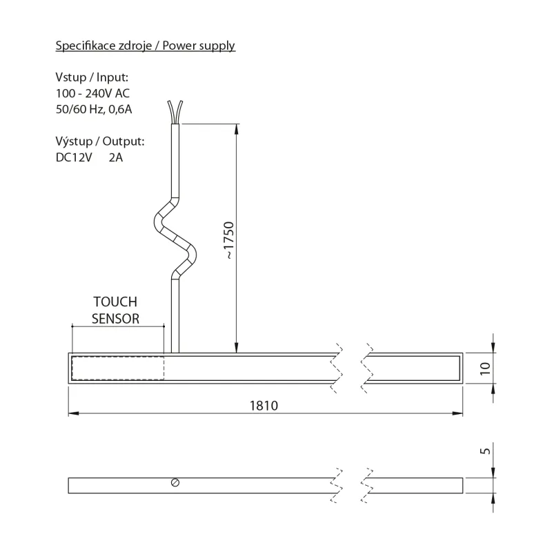 LOREA LED pásek 181cm, 1,8W, studená bílá 1