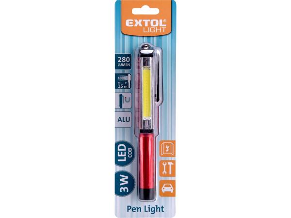 EXTOL LIGHT 43118 - svítilna tužka 280lm COB, 3W COB LED