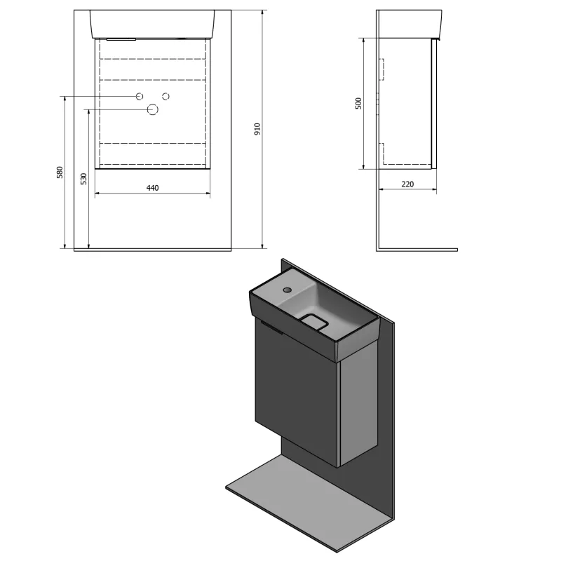 LATUS IX umyvadlová skříňka 44x50x22cm, bílá (LT090) (LT090-3030)